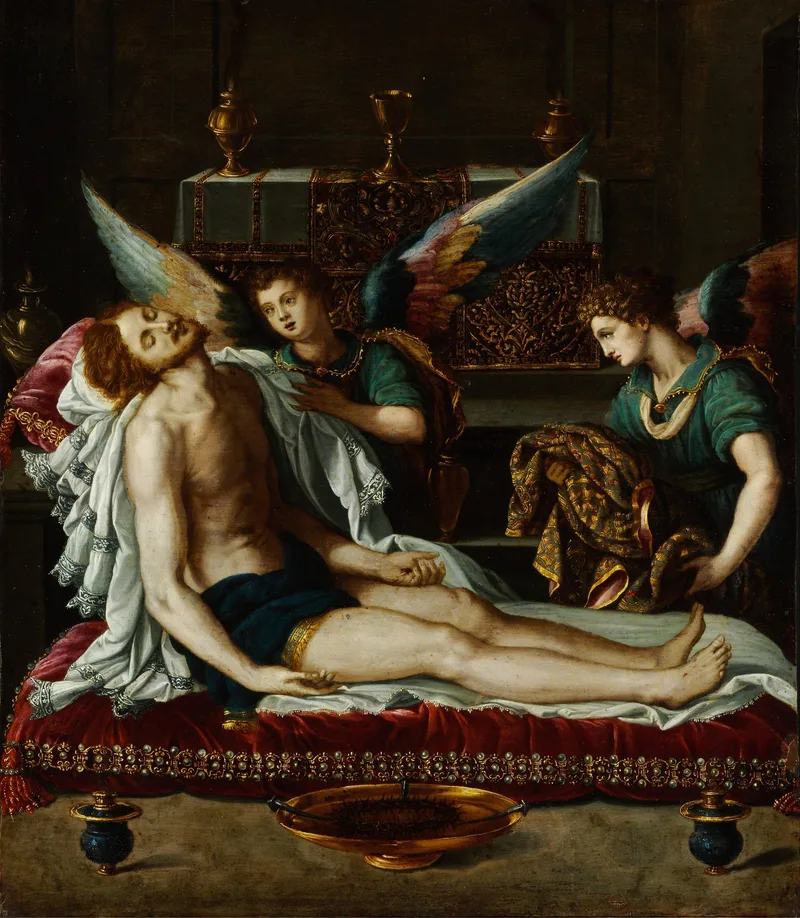 The Body of Christ Anointed by Two Angels by Alessandro Allori, 1593