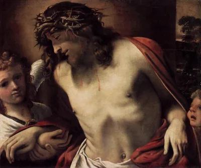 Christ Wearing the Crown of Thorns, Supported by Angels by Annibale Carracci