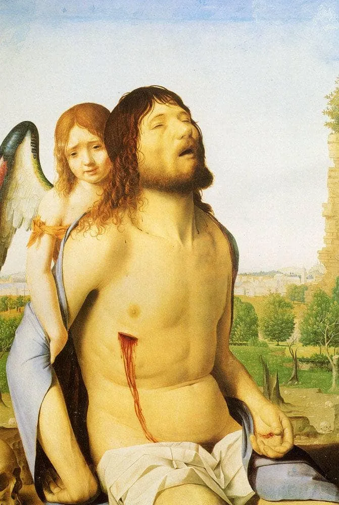 The Dead Christ Supported by an Angel by Antonello da Messina, 1475
