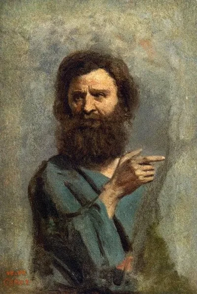 Head of Bearded Man (Study for The Baptism of Christ ) by Camille Corot