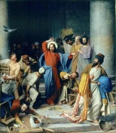 Jesus Casting out the Money Changers at the Temple by Carl Bloch