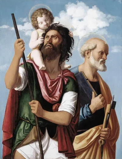 St. Christopher with the Infant Christ and St. Peter by Cima da Conegliano