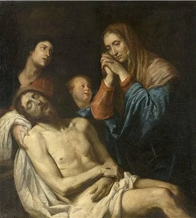 Lamentation over the Dead Christ by Domenico Fiasella