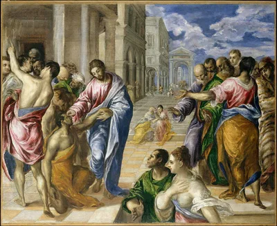 Christ healing the blind man by El Greco