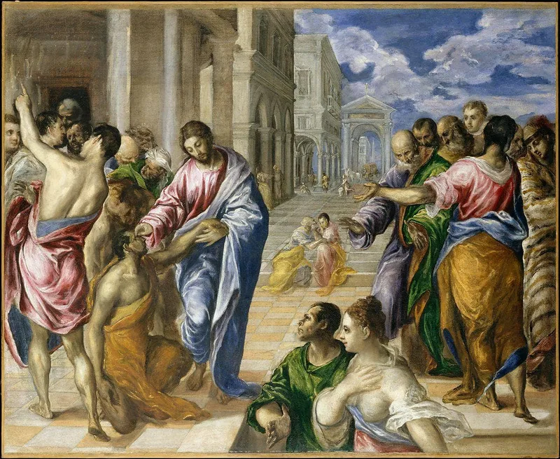 Christ healing the blind man by El Greco, 1560