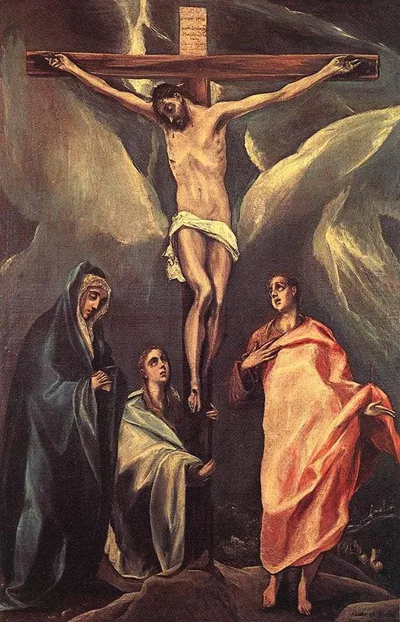 Christ on the cross with two Maries and St. John by El Greco