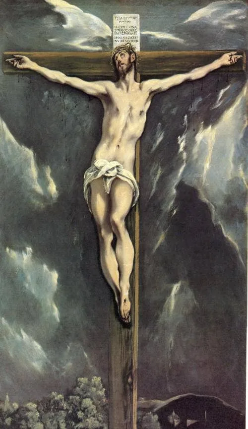Christ on a cross by El Greco, 1610