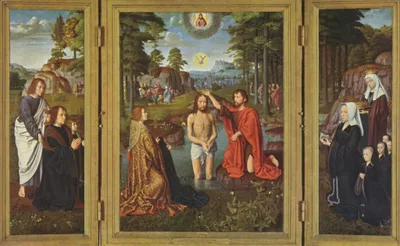 The Baptism of Christ (central section of Triptych of Jan des Trompes) by Gerard David