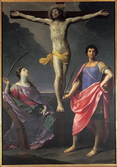 Jesus Christ Crucified between St. Catherine of Alexandria and St. Julius, by Guido Reni