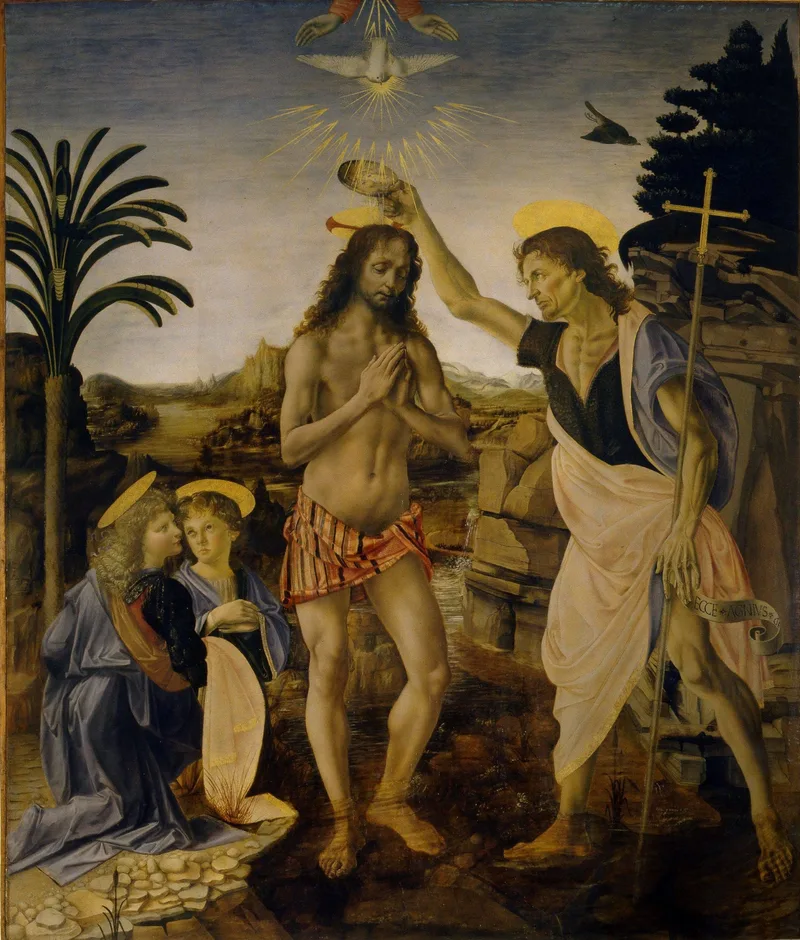 The Baptism of Christ by Leonardo da Vinci, 1475