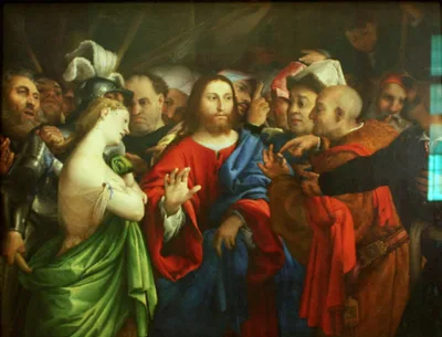 Christ and the Adulteress by Lorenzo Lotto