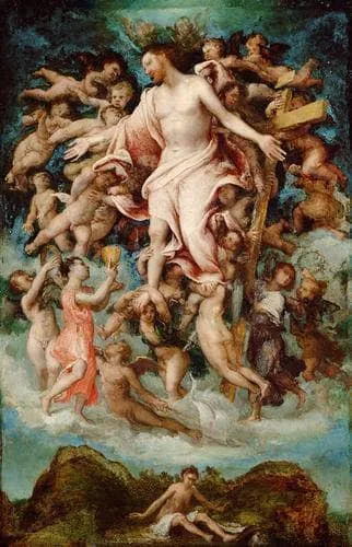 Angel collecting blood from the wounds of Christ by Lorenzo Lotto, 1543