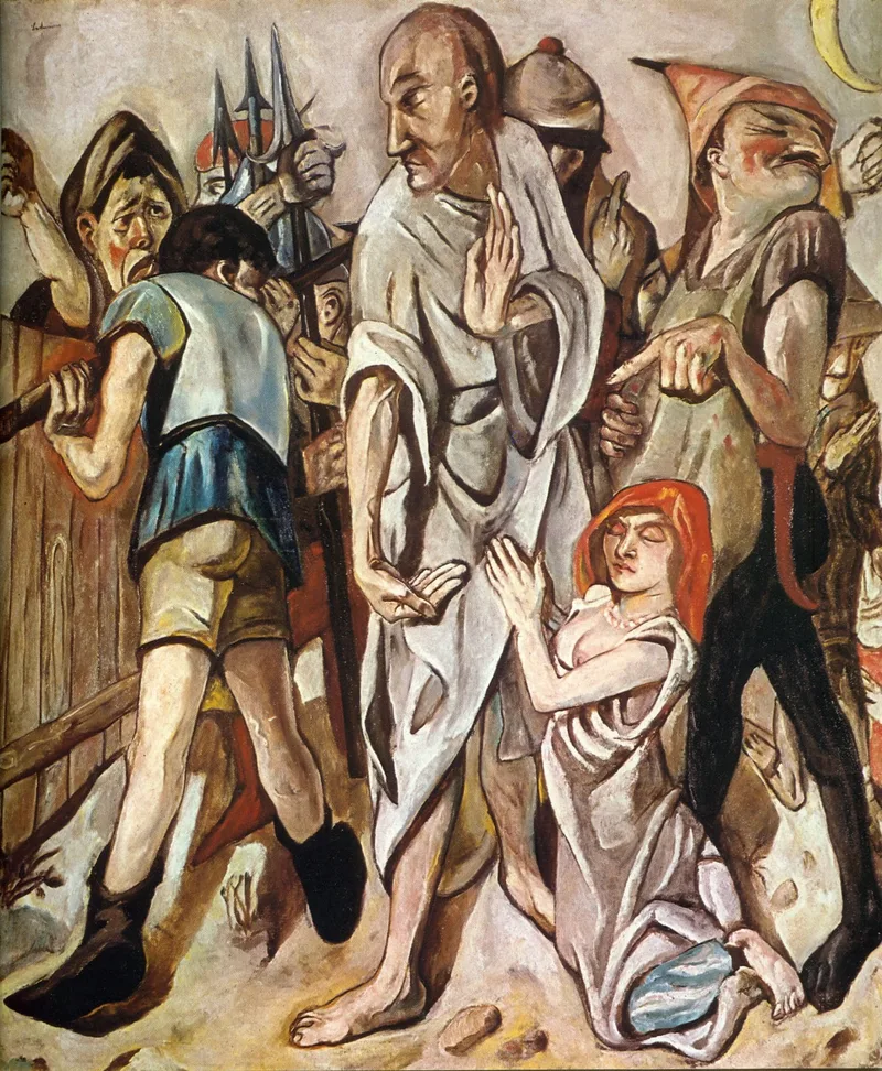 Christ and the Woman Taken in Adultery by Max Beckmann