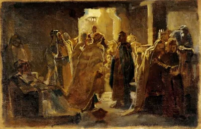 Christ in the synagogue by Nikolai Ge