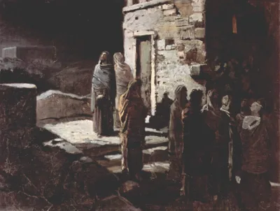 Christ and his disciples entered the Garden of Gethsemane by Nikolai Ge