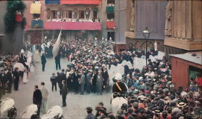 The Corpus Christi Procession Leaving the Church of Santa Maria Del Mar by Ramon Casas
