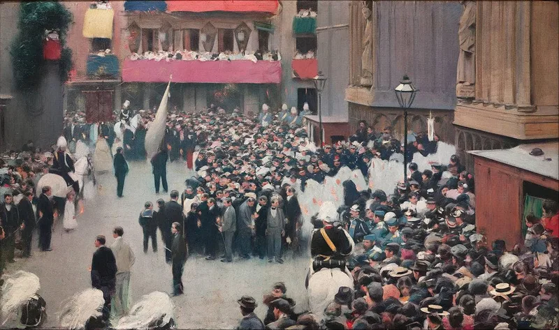 The Corpus Christi Procession Leaving the Church of Santa Maria Del Mar by Ramon Casas