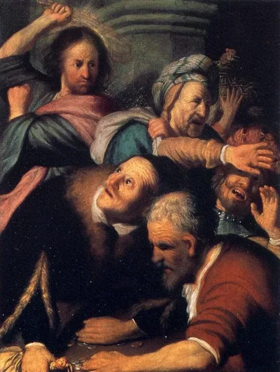 Christ Driving the Moneychangers from the Temple by Rembrandt