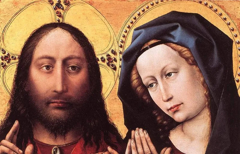 Blessing Christ and Praying Virgin by Robert Campin, 1424