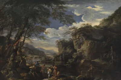 Saint John the Baptist Baptizing Christ in the Jordan by Salvator Rosa