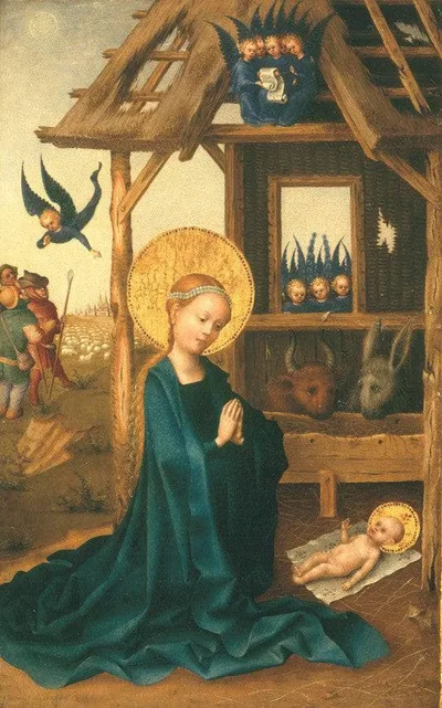 Adoration of the Christ Child by the Virgin (the Nativity) by Stefan Lochner